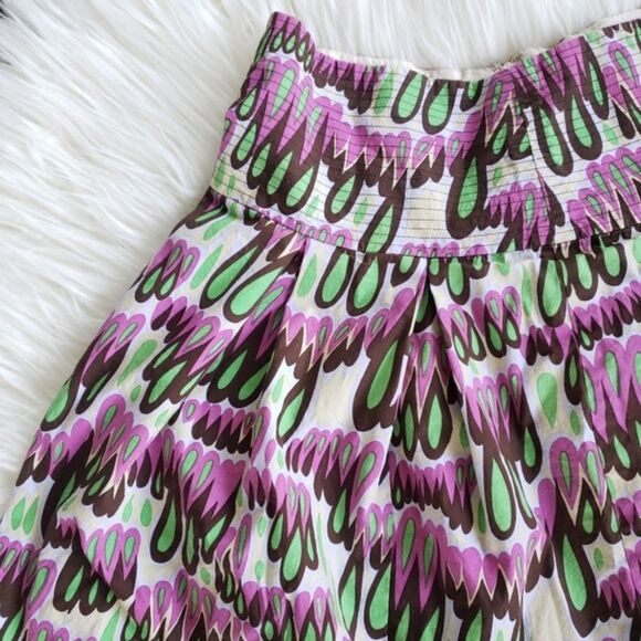 Tibi Circle Skirt Wide Waistband Teardrop Print Purple Green Women 2 - Picture 4 of 8